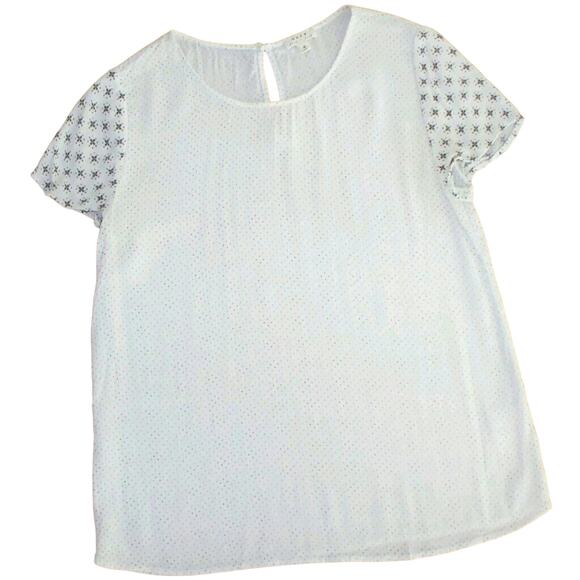 SOFT Joie polka dot cream blouse short sleeve semi sheer top shirt Size Small - Picture 6 of 6